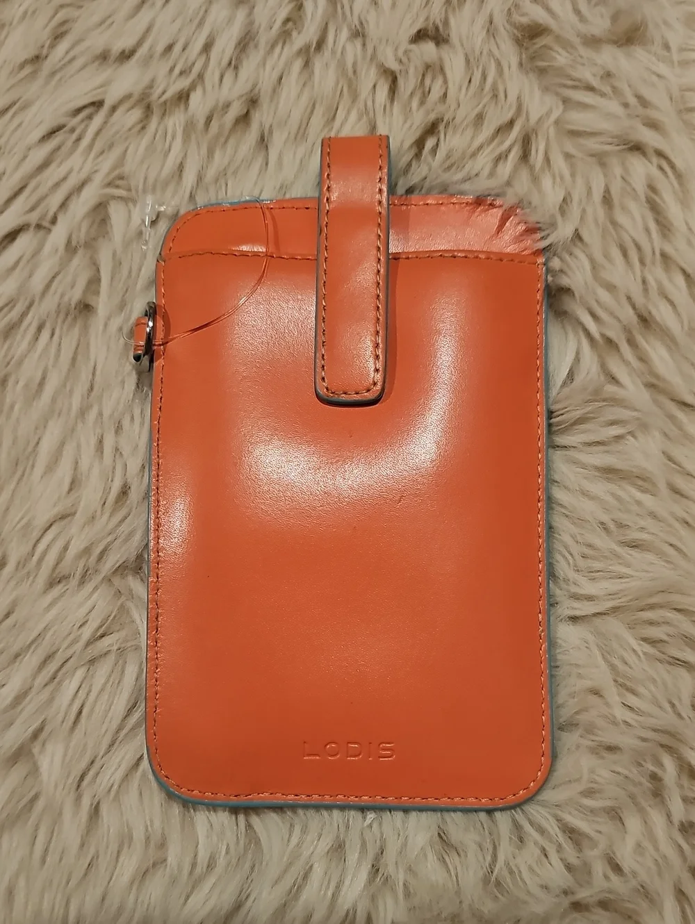 Lodis Salmon & Teal Card Holder Zip Wallet